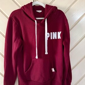 PINK Victoria's Secret Deep Burgundy Hoodie with White Logo